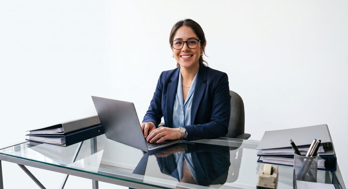 Abogada trabajando en su escritorio